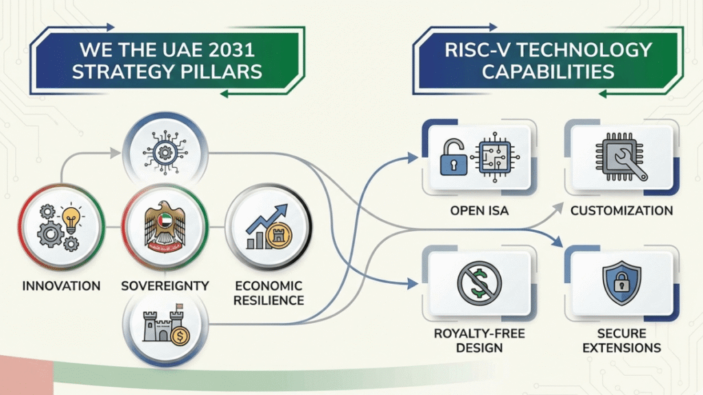 Mapping We the UAE 2031 strategy pillars to RISC-V technology capabilities for defense sovereignty