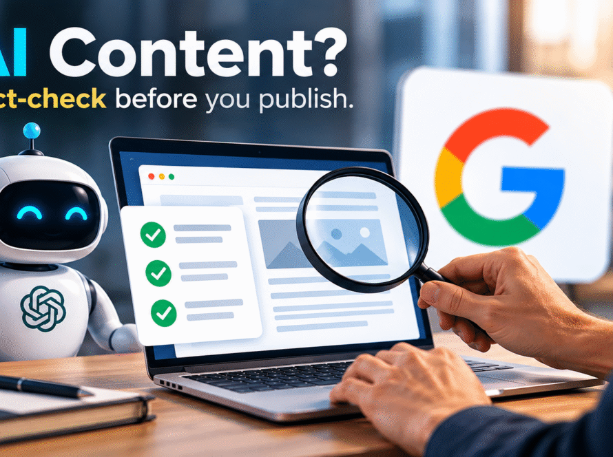 Human reviewing AI-generated content for SEO accuracy and fact-checking.